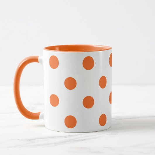 Weißer und orange Tupfen Tasse (Links)