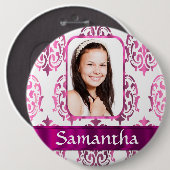 Weißer und rosa Damast Button (Vorne & Hinten)