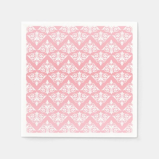 Weißer und rosa Damast Serviette (Vorderseite)