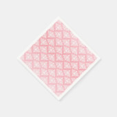 Weißer und rosa Damast Serviette (Ecke)