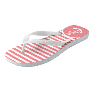 Weißer und rosa Streifen und Anker für Wasserfahrz Badesandalen
