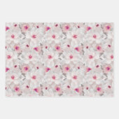 Weißer und rosafarbener Blumen Geschenkpapier Set (Vorderseite)