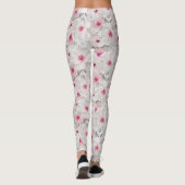 Weißer und rosafarbener Blumen Leggings (Rückseite)