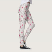 Weißer und rosafarbener Blumen Leggings (Rechts)