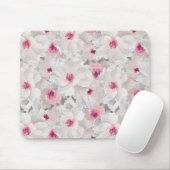 Weißer und rosafarbener Blumen Mousepad (Mit Mouse)