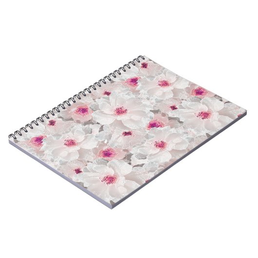 Weißer und rosafarbener Blumen Notizblock (Linke Seite)