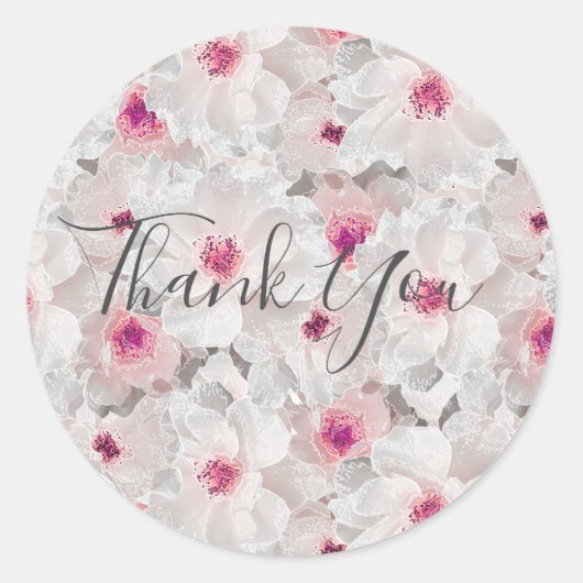 Weißer und rosafarbener Blumen Runder Aufkleber (Vorderseite)