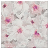 Weißer und rosafarbener Blumen Stoff (Nahaufnahme)