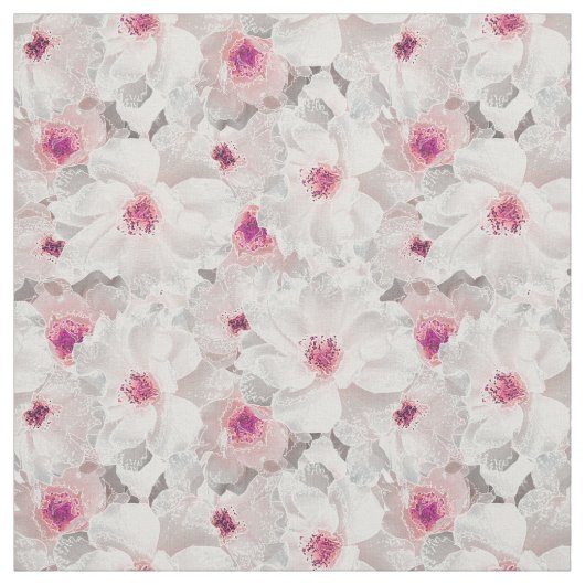 Weißer und rosafarbener Blumen Stoff (Muster)