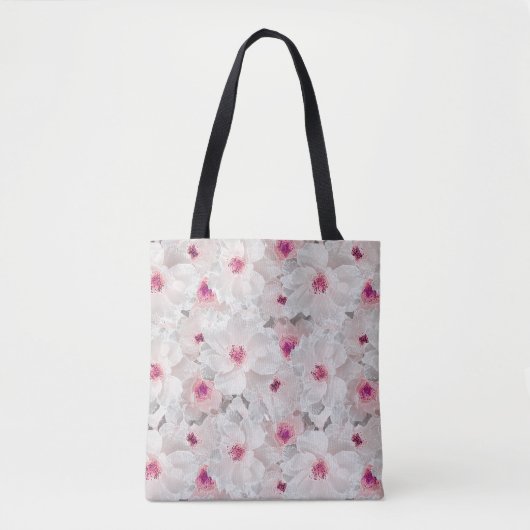 Weißer und rosafarbener Blumen Tasche (Vorderseite)