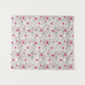 Weißer und rosafarbener Blumen Wandteppich (Vorderseite (Horizontal))