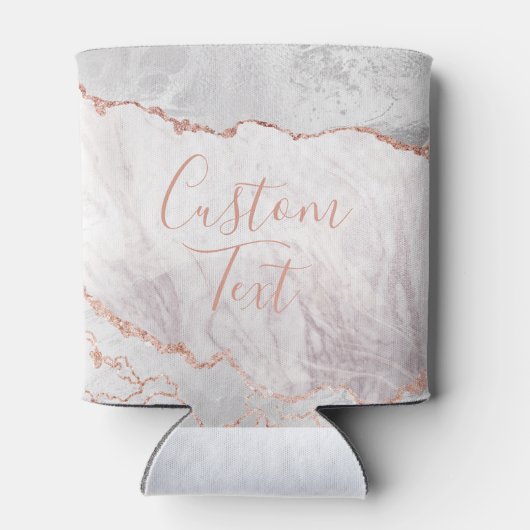 Weißer und Rose Gold Agate Marmorfolie Dosenkühler (Rückseite)