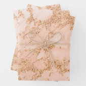 Weißer und Rose-Gold-Glitzer-Marmor Geschenkpapier Set (Beispiel)