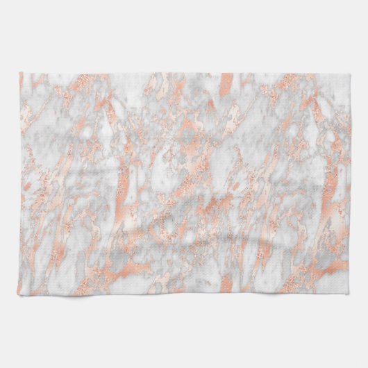 Weißer und Rose-Goldmarmor 2 Geschirrtuch (Horizontal)