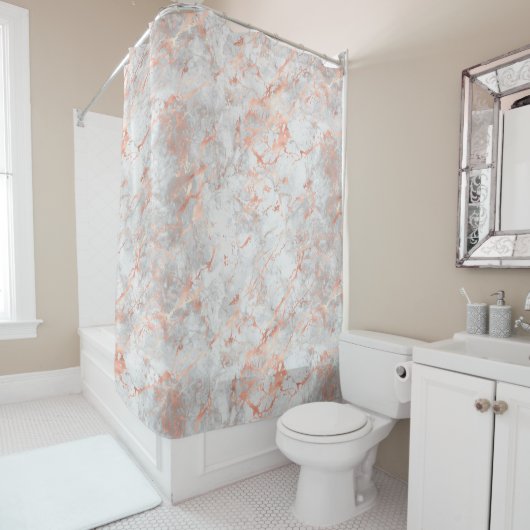 Weißer und Rose-Goldmarmor 4 Duschvorhang (Beispiel)