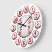 Weißer und roter Baseball #2 kundengerecht Große Wanduhr (Winkel)
