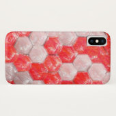 Weißer und roter künstlerischer Hexagonmuster Case-Mate iPhone Hülle (Rückseite (Horizontal))