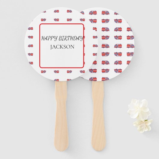 Weißer und roter LKW Geburtstag Fächer (Vorne und Hinten)