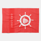 Weißer und roter Punkt mit Wasserrad Küchentuch (Horizontal)