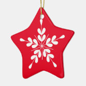 Weißer und roter Schneeflocken im nordischen Stil Keramik Ornament (Links)