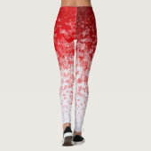 Weißer und roter Schneeflockensturm Leggings (Rückseite)