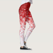 Weißer und roter Schneeflockensturm Leggings (Rechts)