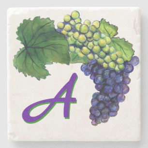 Weißer und roter Wein Trauben Art Custom Monogram Steinuntersetzer