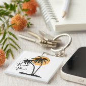 Weißer und schwarz gelber Strand Akryllischer Schl Schlüsselanhänger (Vorderseite rechts)