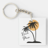 Weißer und schwarz gelber Strand Akryllischer Schl Schlüsselanhänger (Vorderseite)