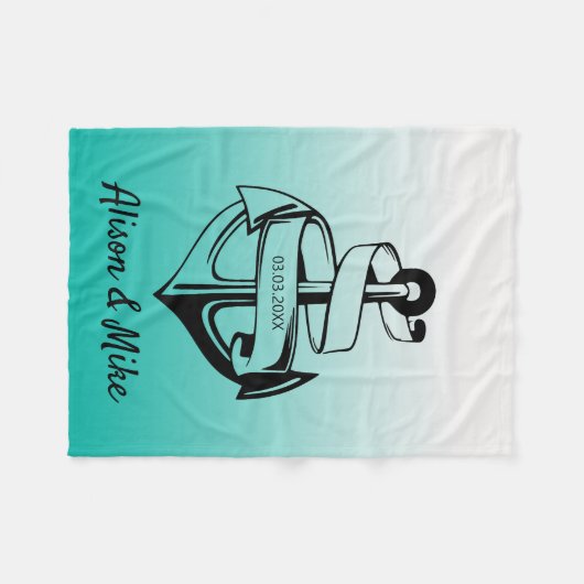 Weißer und schwarzer Anker Fleecedecke (Vorderseite (Horizontal))