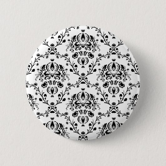 Weißer und schwarzer Damast Button (Vorderseite)