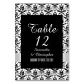 Weißer und schwarzer Damast Tischnummer (Vorderseite)