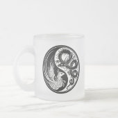 Weißer und schwarzer Drache Phoenix Yin Yang Mattglastasse (Links)