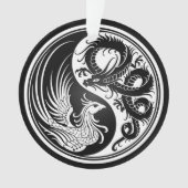 Weißer und schwarzer Drache Phoenix Yin Yang Ornament (Vorderseite)