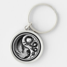 Weißer und schwarzer Drache Phoenix Yin Yang Schlüsselanhänger