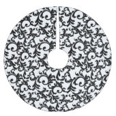 Weißer und schwarzer eleganter Damast Polyester Weihnachtsbaumdecke (Vorderseite)