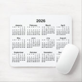 Weißer und schwarzer Kalender 2026 Mousepad (Mit Mouse)
