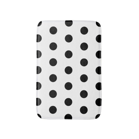 Weißer und schwarzer Polka-Dot Badematte (Vorderseite Vertikal)