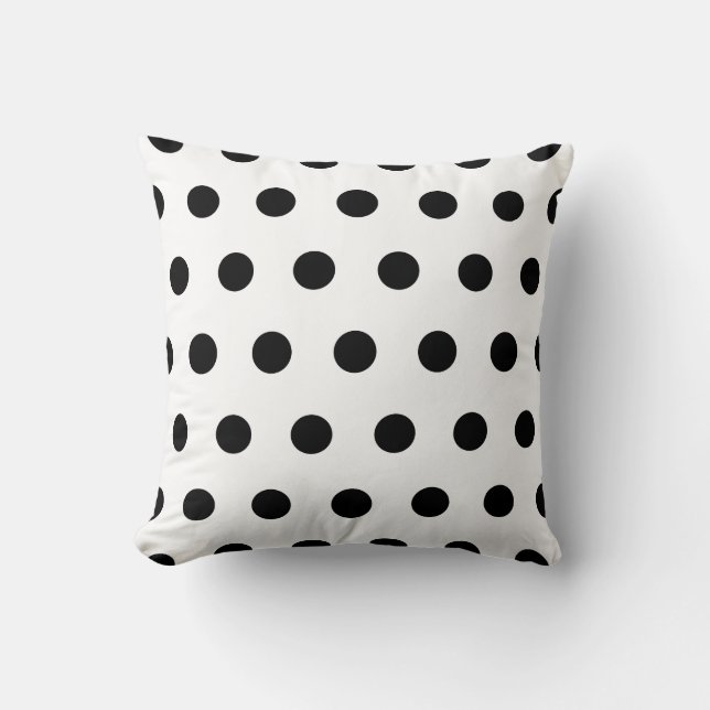 Weißer und schwarzer Polka-Dot Kissen (Vorderseite)