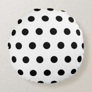 Weißer und schwarzer Polka-Dot Rundes Kissen