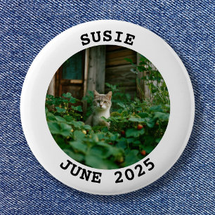 Weißer und schwarzer runder Familienfoto-Name Button