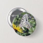 Weißer und schwarzer Schmetterling mit roten Fleck Button (Vorne & Hinten)