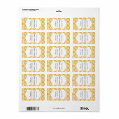 Weißer und SonnenblumenDamast Hochzeitsplatz Adressaufkleber (Vorne)