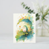 Weißer und Türkiser Igel im Sommergarten Postkarte (Stehend Vorderseite)