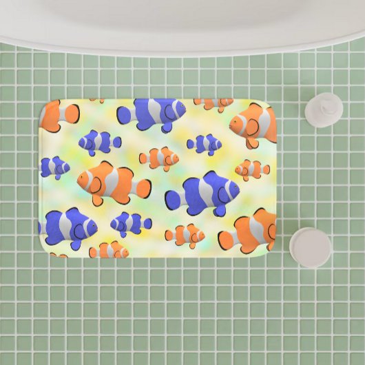 Weißer Unterwasserozean 3d blauer Orangenfisch Badematte