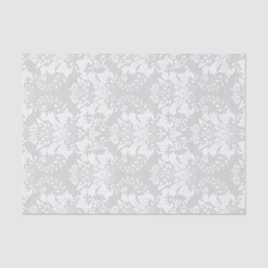 Weißer Verzierter Wirbel mit hellgrauem Hintergrun Seidenpapier (Vorderseite)