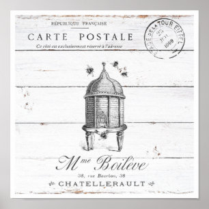 Weißer Vintager Bienenstock Poster