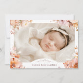 Weißer Vintager Blütenfall Zwei Fotos Geburt Ankündigung (Vorderseite)