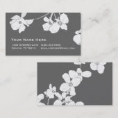 Weißer Vintager Hartriegel auf Grau Visitenkarte (Vorne/Hinten)