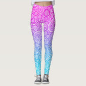 Weißer, Vintager Pisley, pink bis blau ombre Leggings (Vorderseite)
